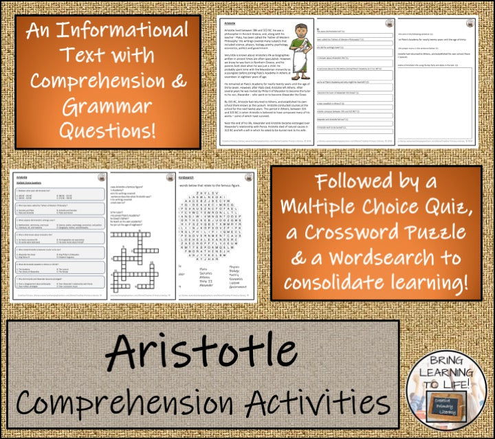 Aristotle Close Reading Comprehension Activities | 5th Grade & 6th Grade