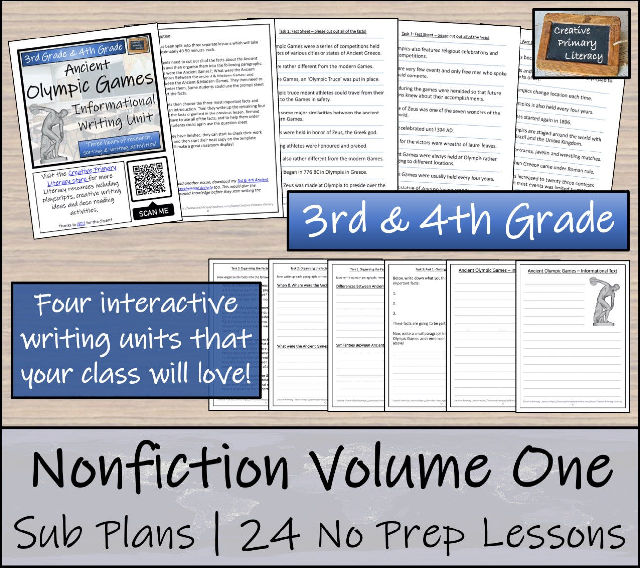 Emergency Sub Plans | Non-Fiction Volume One | | 3rd Grade & 4th Grade