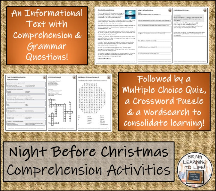 Twas the Night Before Christmas Close Reading Comprehension | 3rd & 4th Grade