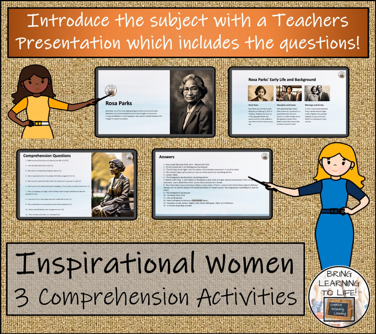 Inspirational Women Close Reading Comprehension Bundle | 5th & 6th Grade