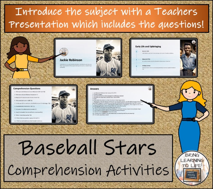 Baseball Players Close Reading Comprehension Bundle | 3rd Grade & 4th Grade