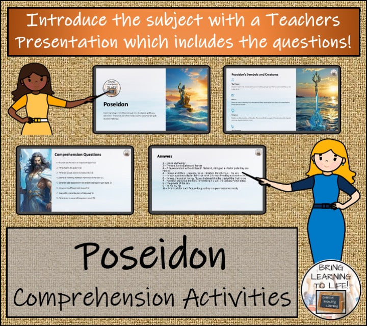 Poseidon Close Reading Comprehension Activities | 3rd Grade & 4th Grade