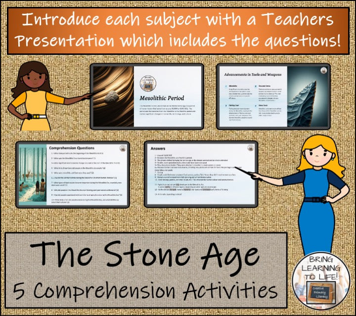 Stone Age Close Reading Comprehension Bundle | 5th Grade & 6th Grade