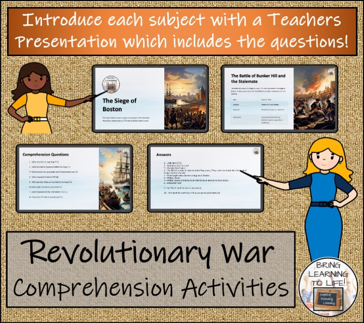 American Revolutionary War Close Reading Comprehension Bundle | 3rd & 4th Grade