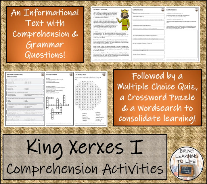 King Xerxes I of Persia Close Reading Activity | 5th Grade & 6th Grade