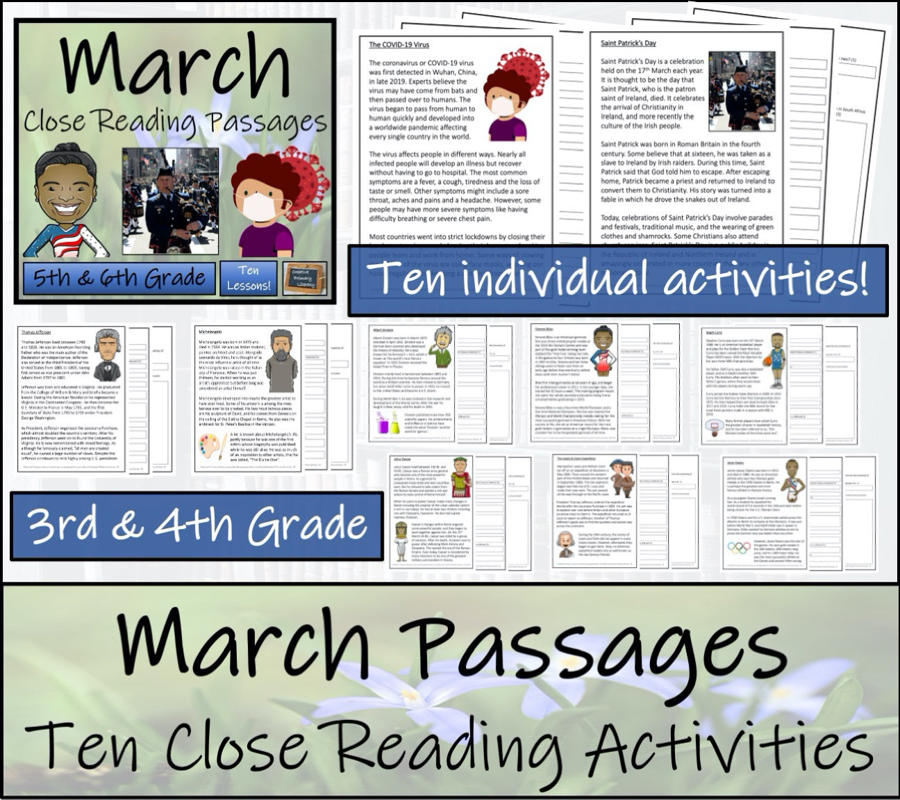 Spring Close Reading Comprehension Book Bundle | 3rd Grade & 4th Grade