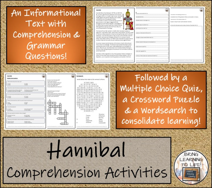 Hannibal Close Reading Comprehension Activities | 5th Grade & 6th Grade