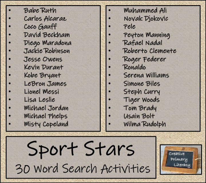 Sport Stars Word Search Puzzle Collection