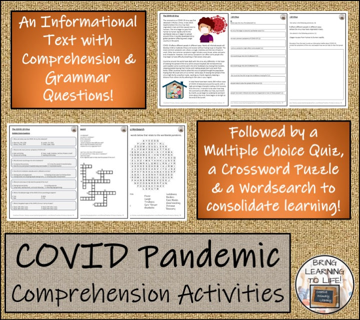 Coronavirus Pandemic Close Reading Comprehension Activities | 5th & 6th Grade