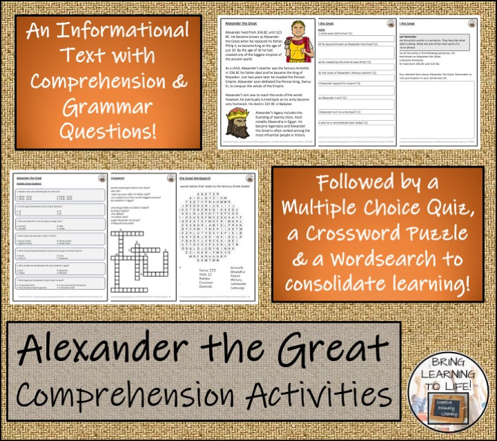 Alexander the Great Close Reading Comprehension Activities | 3rd Grade & 4th Grade