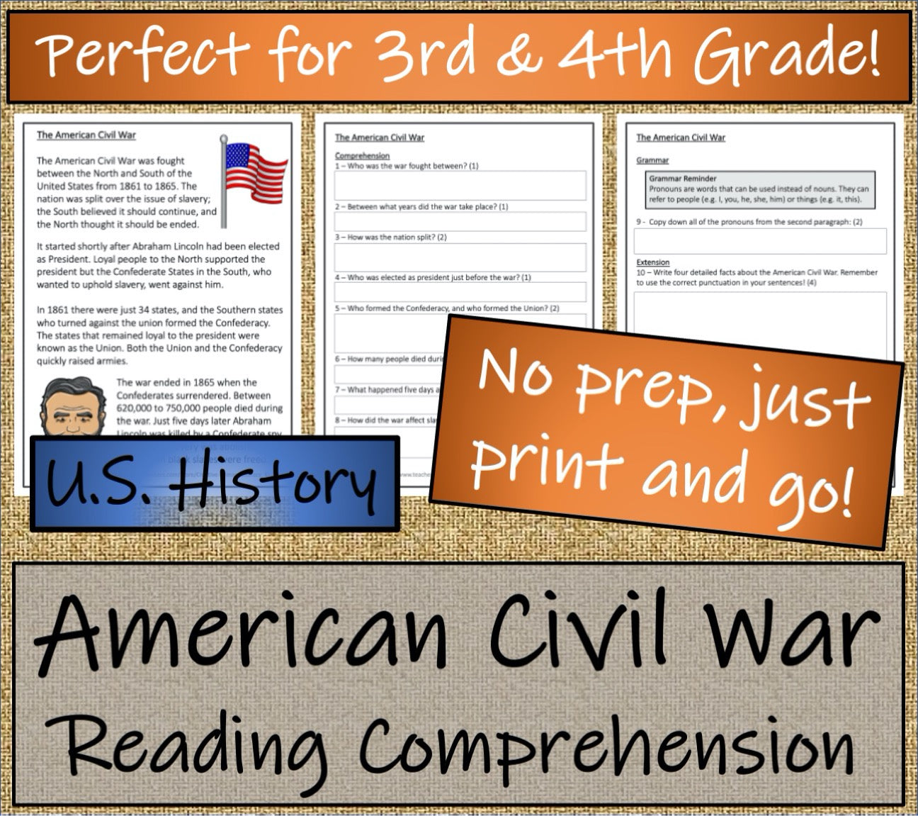 American Civil War Display Close Reading & Writing Bundle | 3rd & 4th Grade