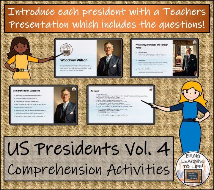 U.S. Presidents Volume 4 Close Reading Comprehension Bundle | 3rd & 4th Grade