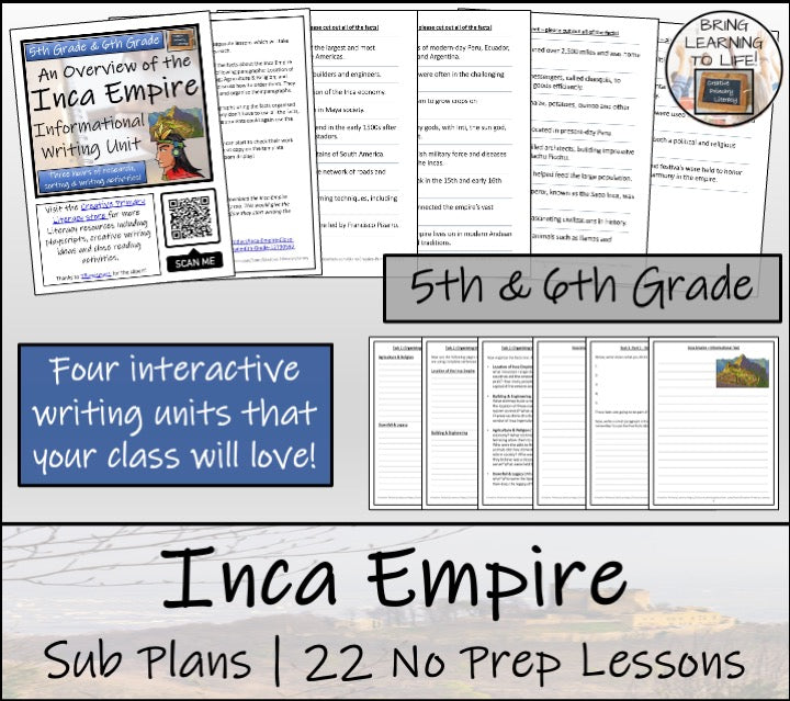 Emergency Sub Plans | Inca Empire Bundle | 5th Grade & 6th Grade