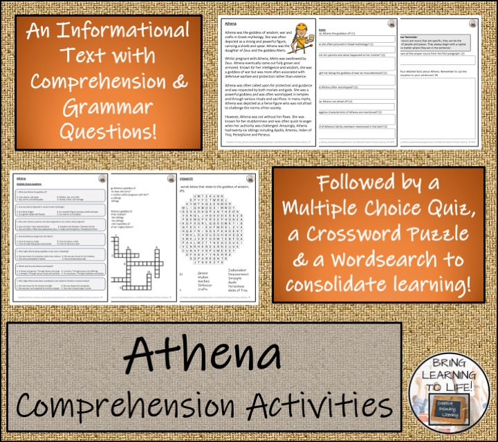 Athena Close Reading Comprehension Activities | 3rd Grade & 4th Grade