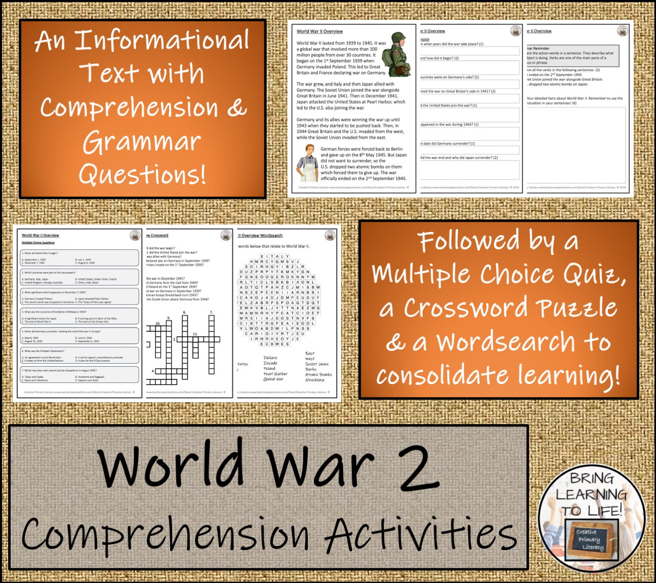 World War II Close Reading Comprehension Activities | 3rd Grade & 4th Grade