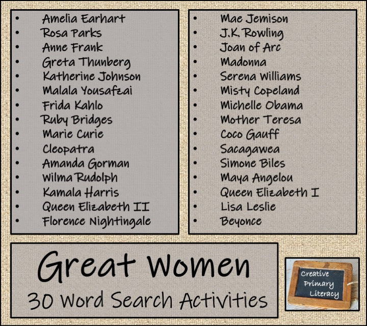 Great Women Word Search Puzzle Collection