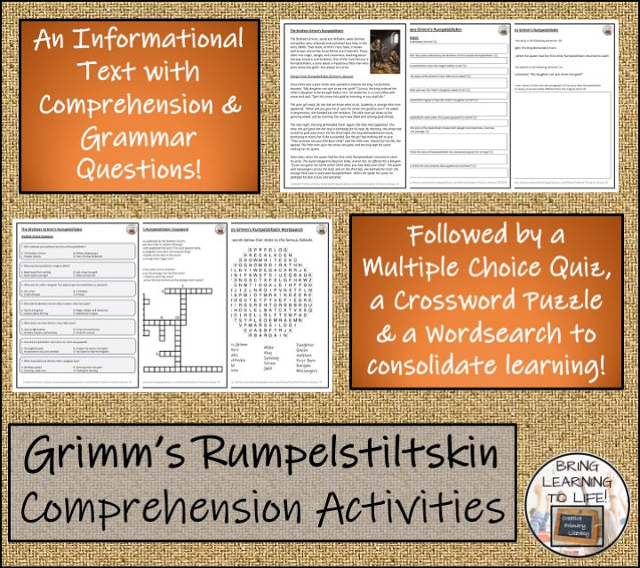 Brothers Grimm's Rumpelstiltskin Reading Comprehension | 5th Grade & 6th Grade