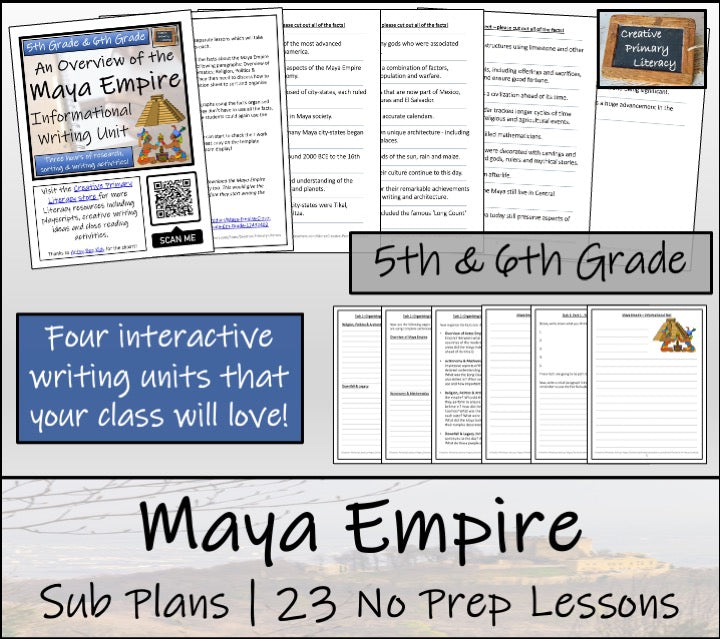 Emergency Sub Plans | Maya Empire Bundle | 5th Grade & 6th Grade