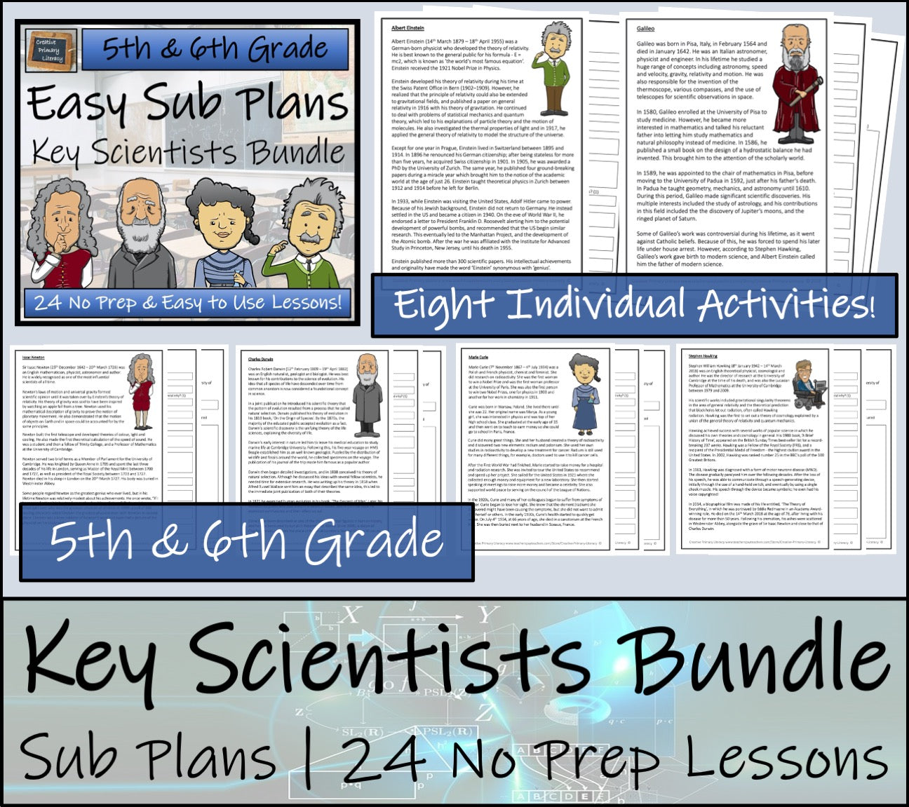 Emergency Sub Plans | Key Scientists Bundle | 5th Grade & 6th Grade