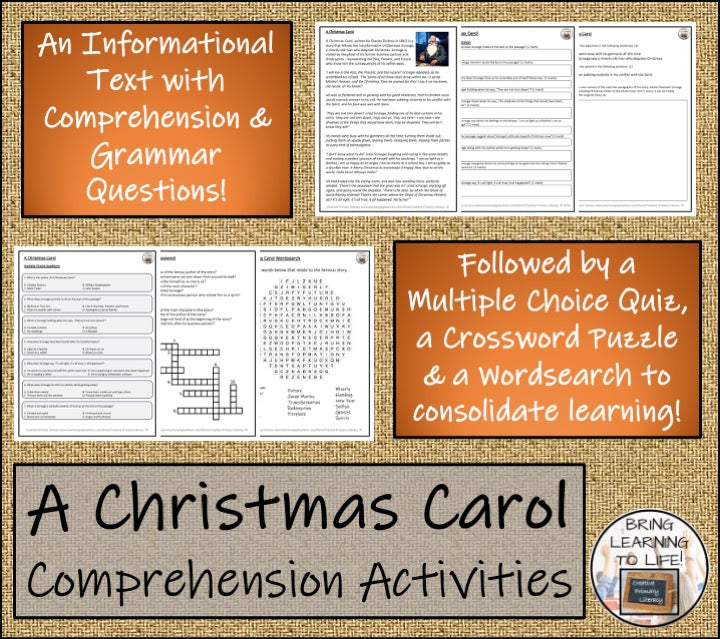 A Christmas Carol Fiction Reading Comprehension | 5th & 6th Grade