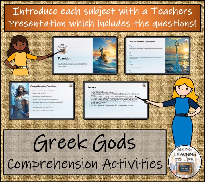 Gods of Ancient Greece Close Reading Activity Bundle | 3rd Grade & 4th Grade