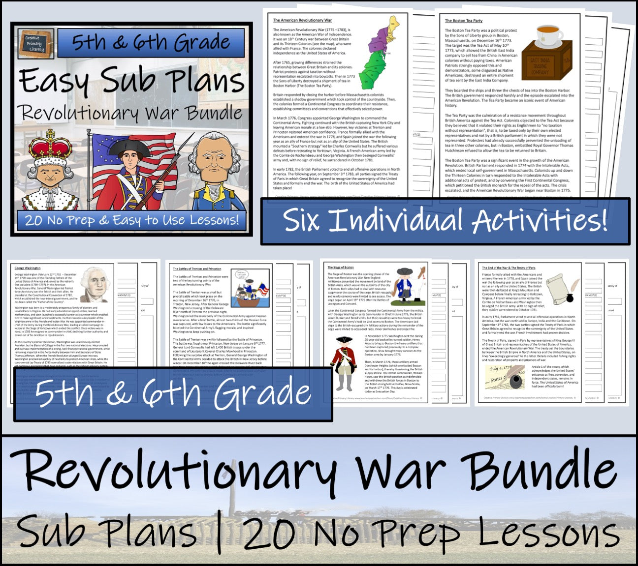 Emergency Sub Plans | American Revolutionary War Bundle | 5th Grade & 6th Grade