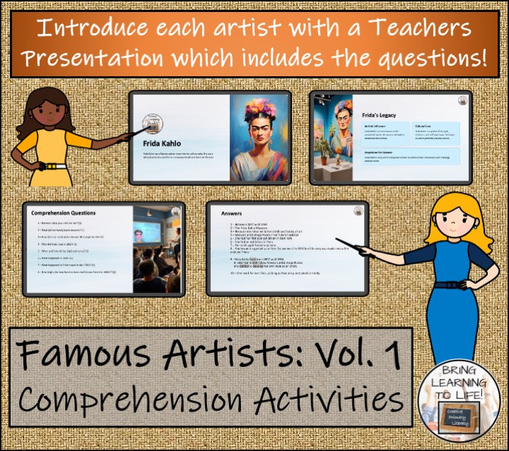 Famous Artists Close Reading Activity Bundle Volume 1 | 3rd Grade & 4th Grade