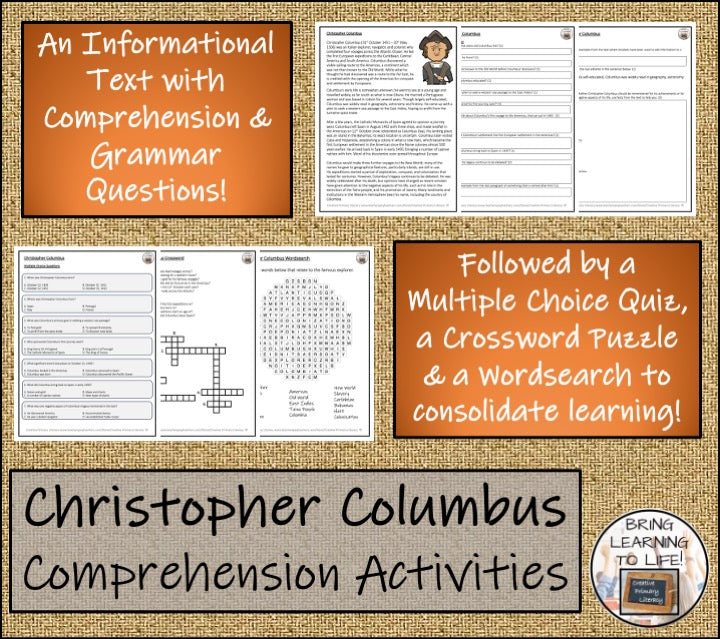 Christopher Columbus Close Reading Comprehension Activity | 5th & 6th Grade