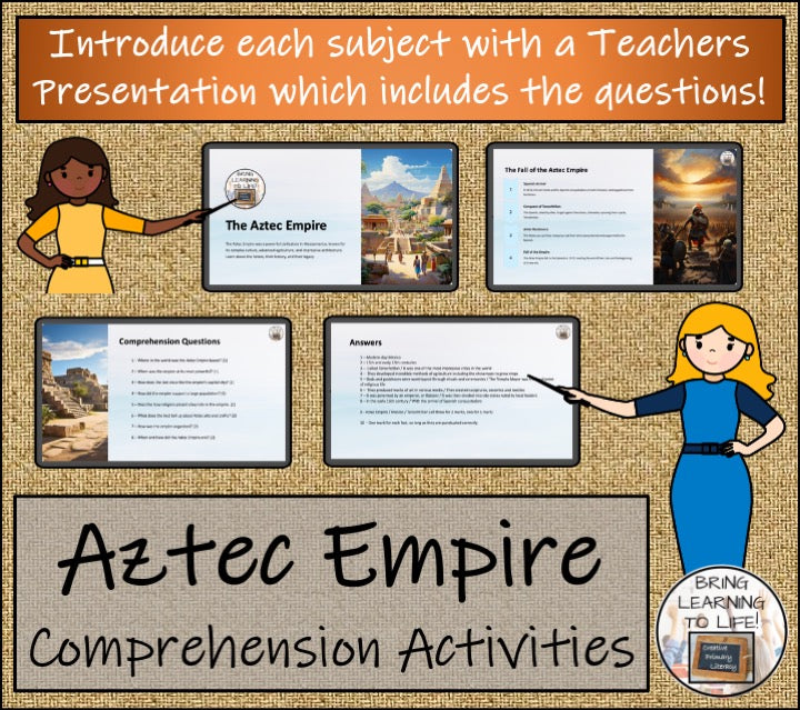 Aztec Empire Close Reading Comprehension Bundle | 3rd Grade & 4th Grade