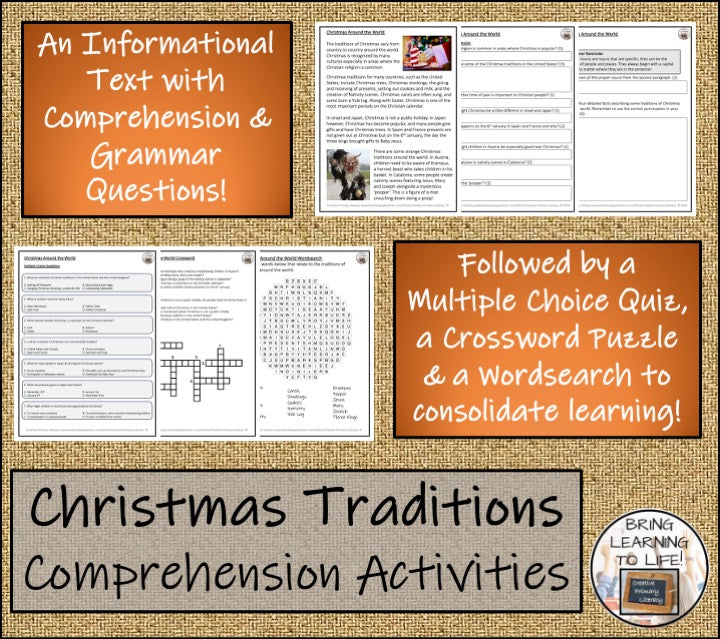 Christmas Around the World Close Reading Comprehension | 3rd & 4th Grade