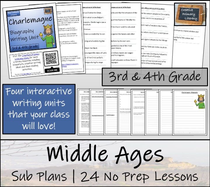 Emergency Sub Plans | Middle Ages Bundle | 3rd Grade & 4th Grade