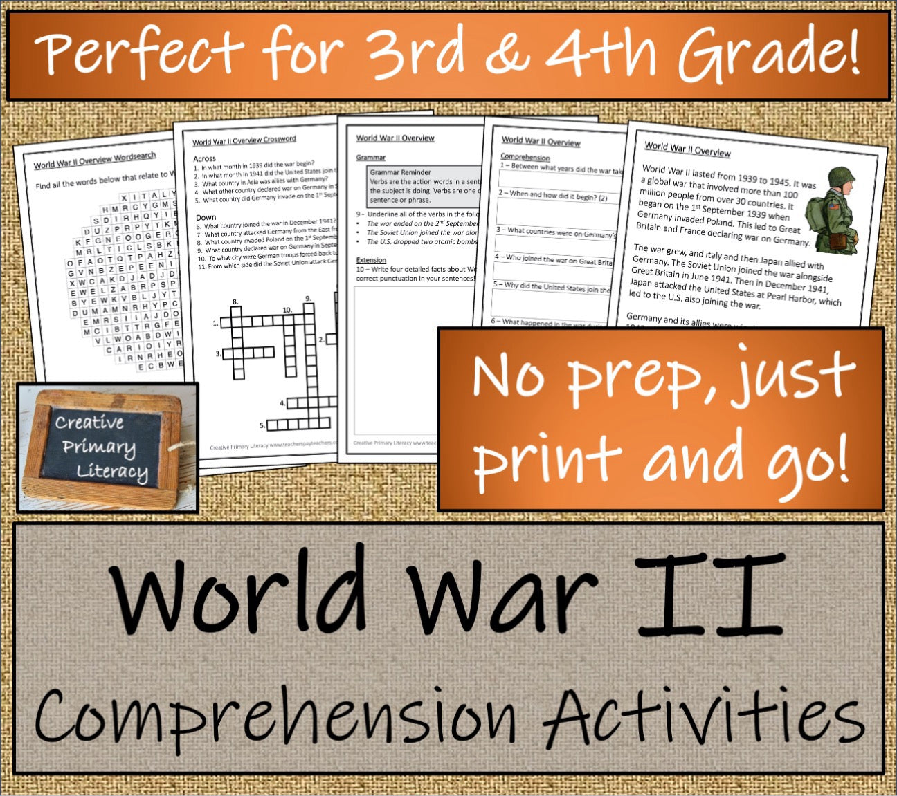 World War II Display Sorting Close Reading & Writing Bundle 3rd & 4th Grade