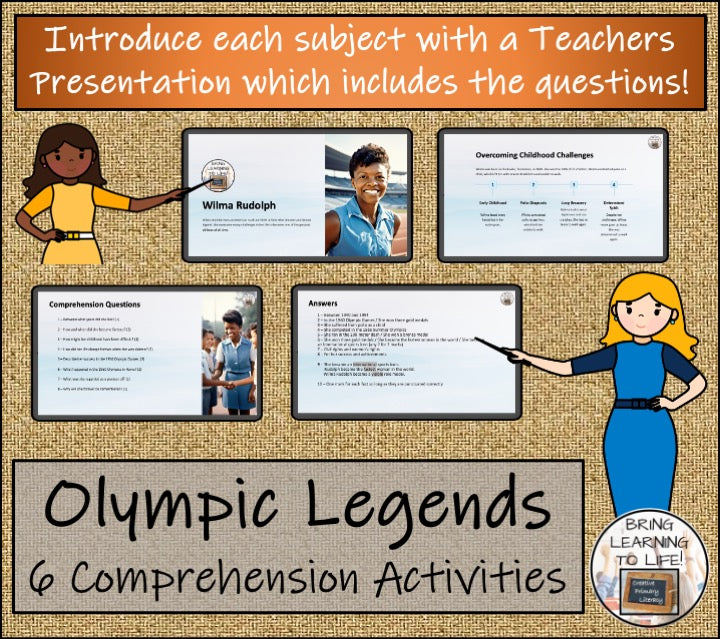 Olympic Legends Close Reading Comprehension Bundle | 3rd Grade & 4th Grade