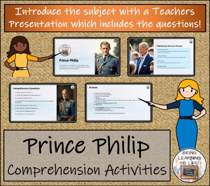 Prince Philip Close Reading & Biography Bundle | 3rd Grade & 4th Grade