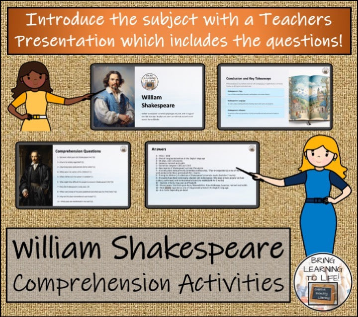 William Shakespeare Close Reading & Biography Bundle | 5th Grade & 6th Grade