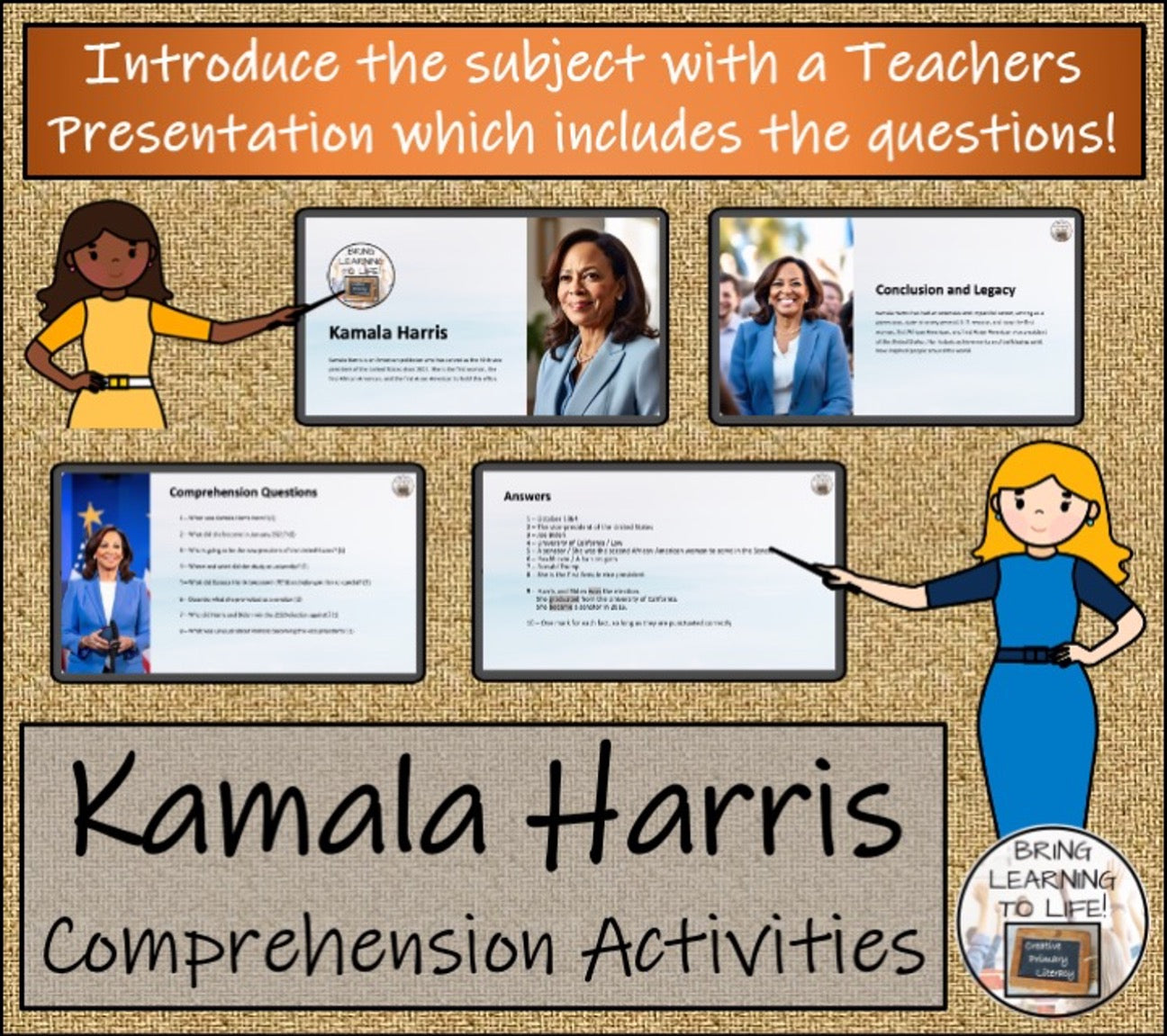 Kamala Harris Close Reading & Biography Bundle 3rd Grade & 4th Grade