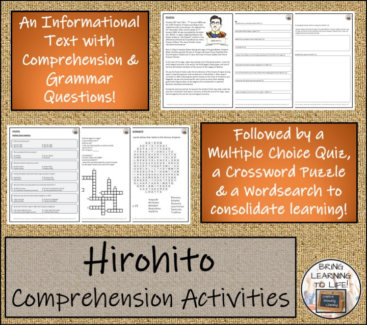 Hirohito Close Reading Comprehension Activities | 5th Grade & 6th Grade