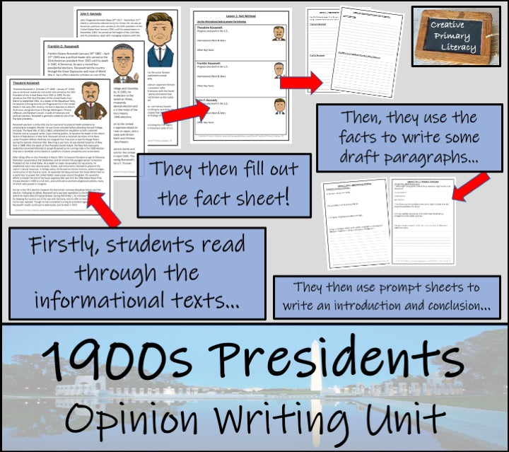 Most Influential 1900s President Opinion Writing Unit | 5th Grade & 6th Grade