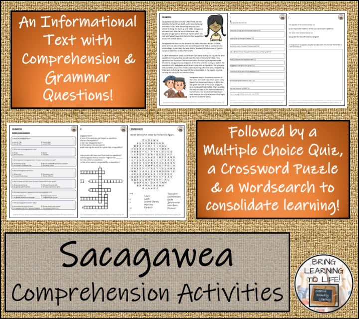 Sacagawea Close Reading Comprehension Activities | 5th Grade & 6th Grade