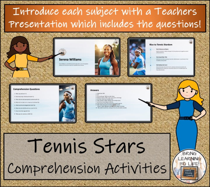 Greatest Tennis Players Close Reading Comprehension Bundle | 3rd & 4th Grade