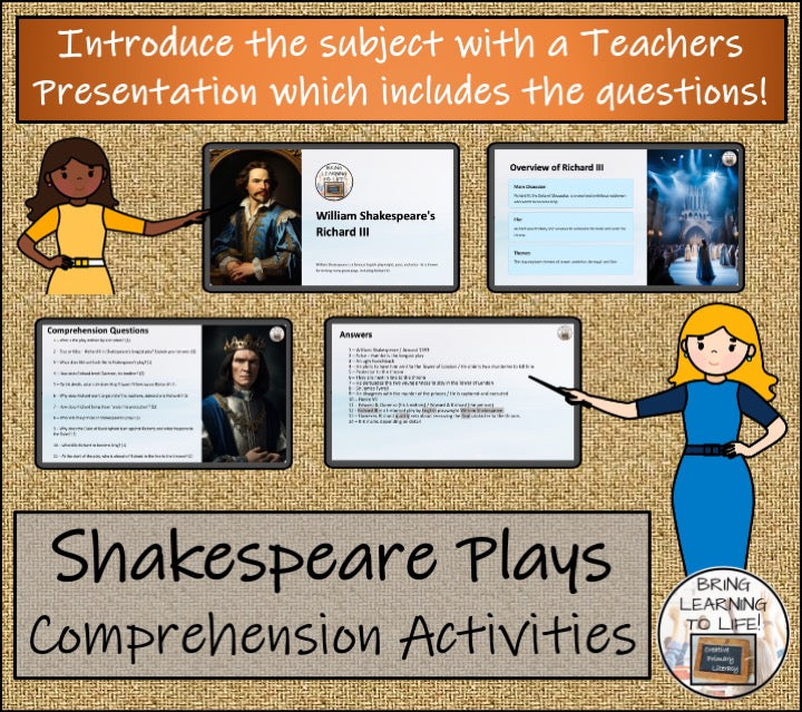 Shakespeare's Famous Plays Close Reading Comprehension Bundle | 5th & 6th Grade