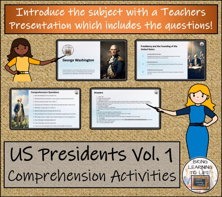 U.S. Presidents Volume 1 Close Reading Comprehension Bundle | 5th & 6th Grade