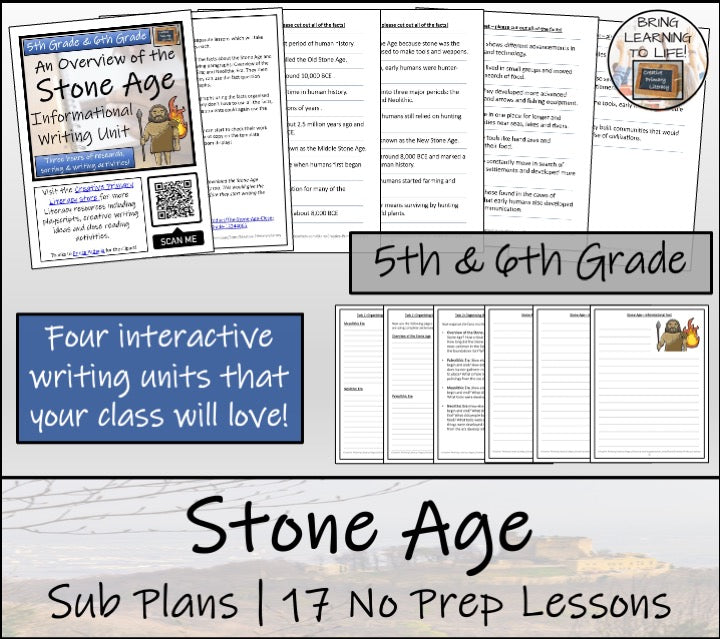 Emergency Sub Plans | Stone Age Bundle | 5th Grade & 6th Grade