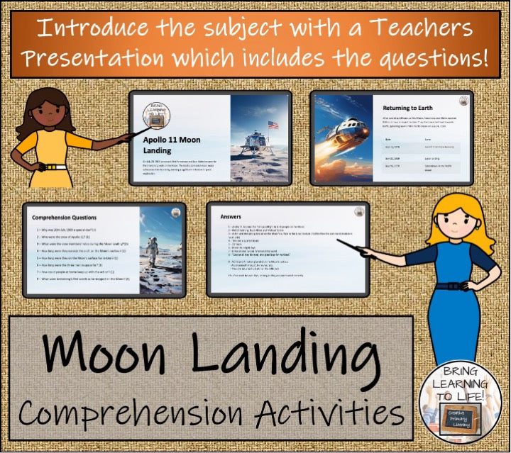 Moon Landing Close Reading & Informational Writing Bundle | 3rd Grade & 4th Grade