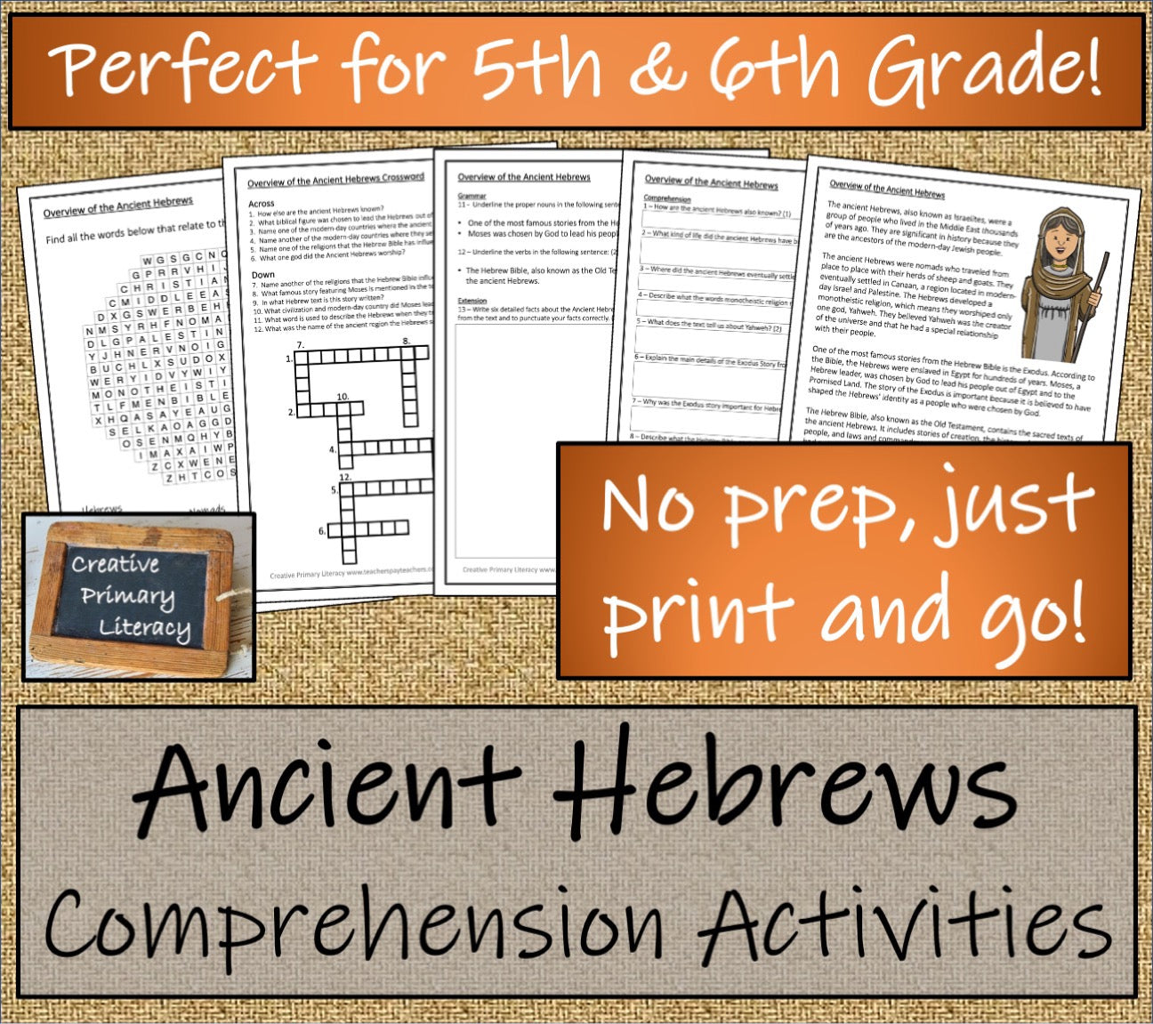 Ancient Hebrews Display Timeline Close Reading & Writing Bundle 5th & 6th Grade