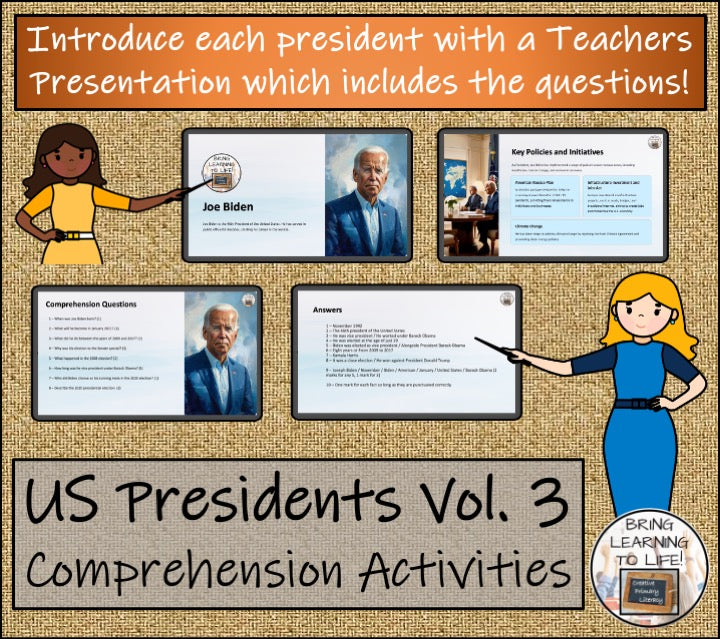 U.S. Presidents Volume 3 Close Reading Comprehension Bundle | 3rd & 4th Grade