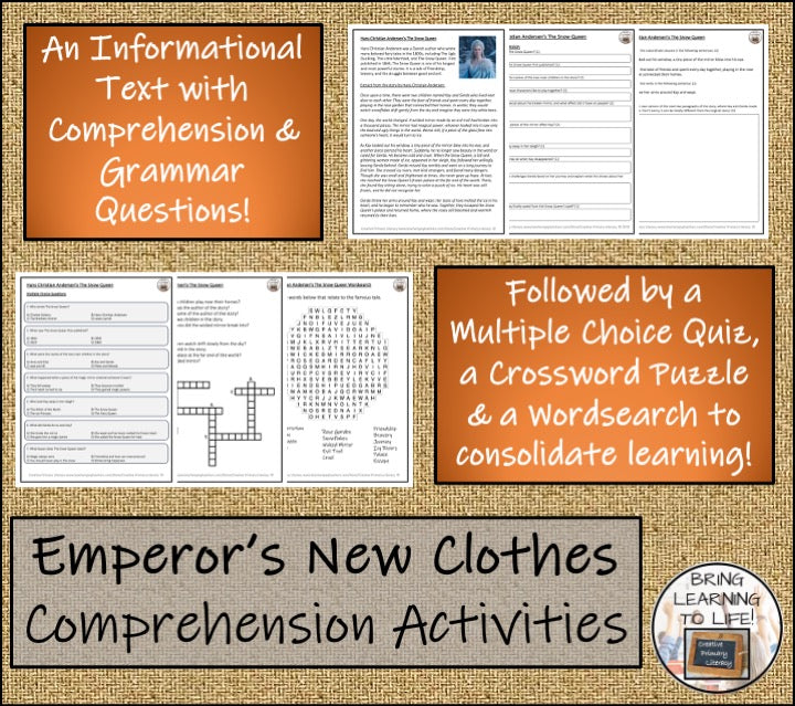 The Emperor's New Clothes Reading Comprehension Hans Christian Andersen | 5th-6th Grade