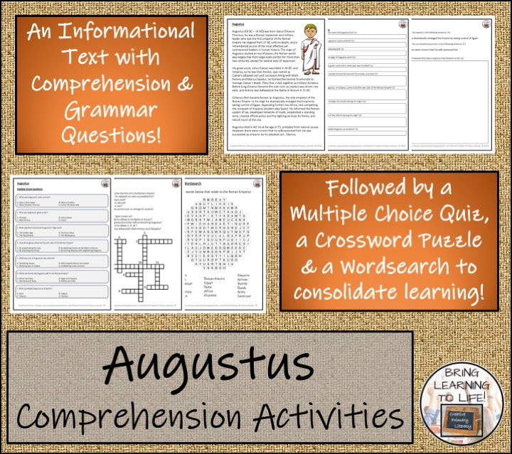 Augustus Close Reading Comprehension Activities | 5th Grade & 6th Grade