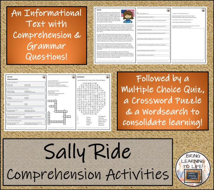 Sally Ride Close Reading Comprehension Activities | 5th Grade & 6th Grade