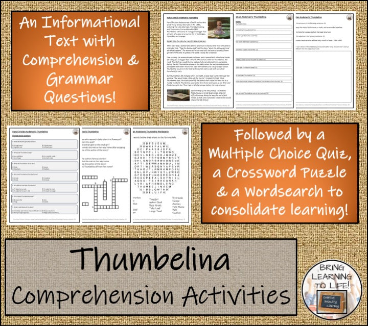 Thumbelina Reading Comprehension Hans Christian Andersen | 5th-6th Grade